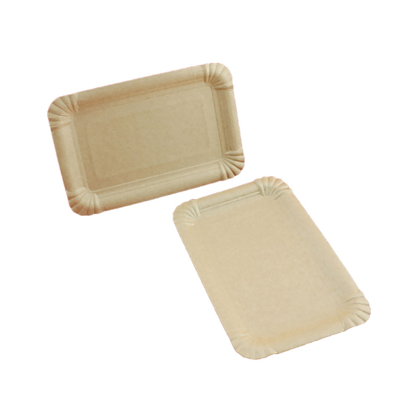 Pappteller eckig Frischfaser | 13 x 20 cm | Braun | Kuchenteller (250 Stk.)